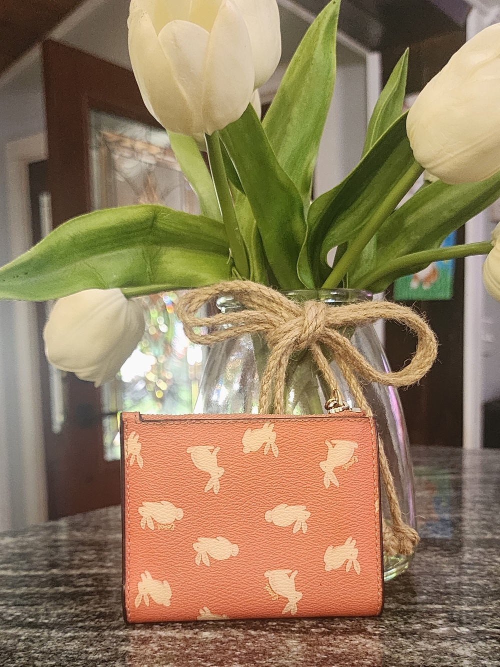 Coach Bunny Print Small Wallet in Coral - Picture 2 of 9